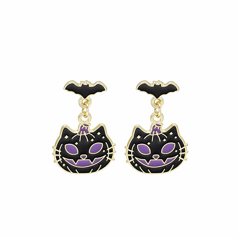 Wholesale Halloween Funny Exaggerated Skull Ghost Cross Earrings